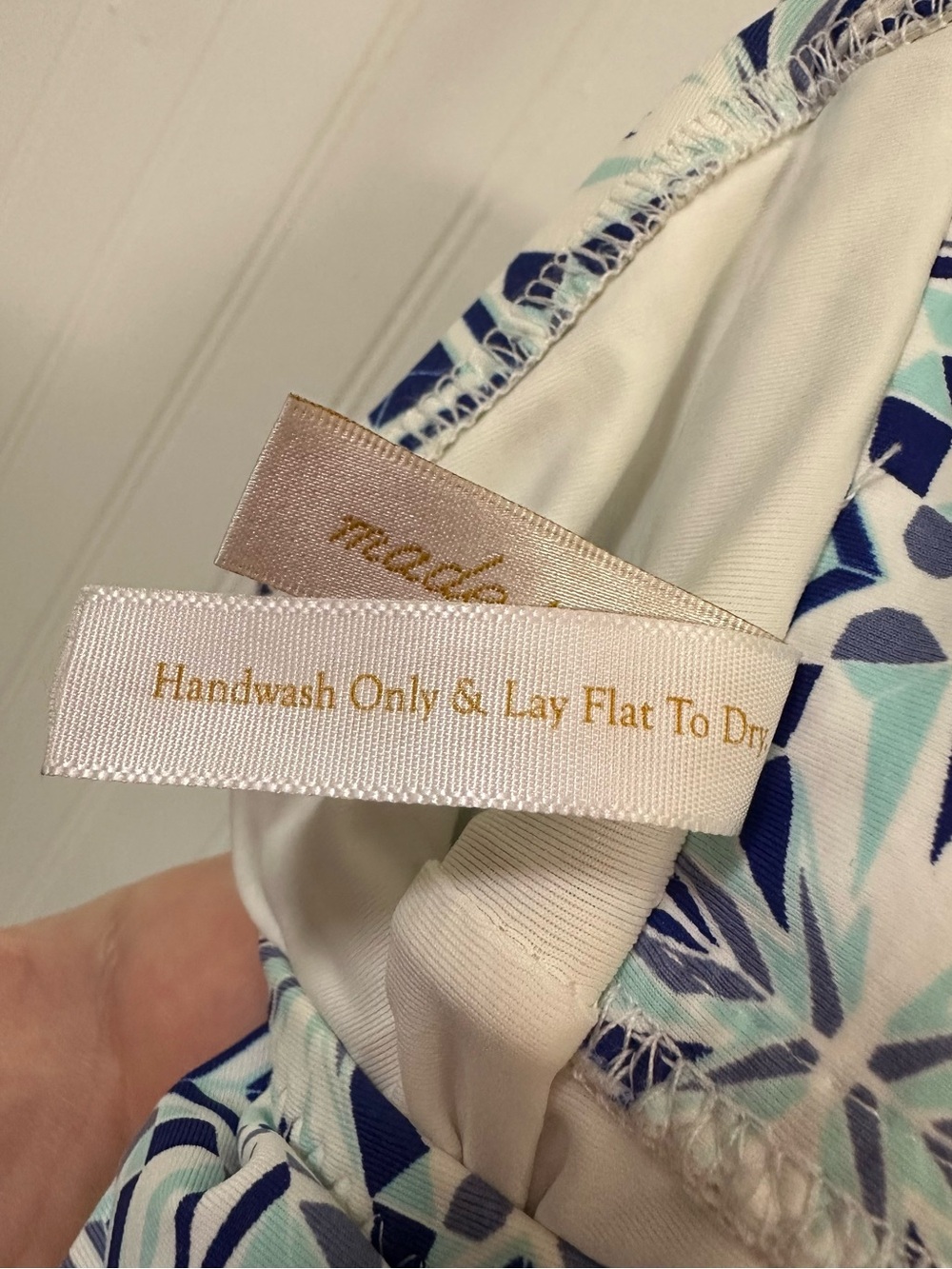 Helen Jon Women’s Ruched Geometric Tankini Top Swimsuit Blue & White Coastal - Picture 6 of 13